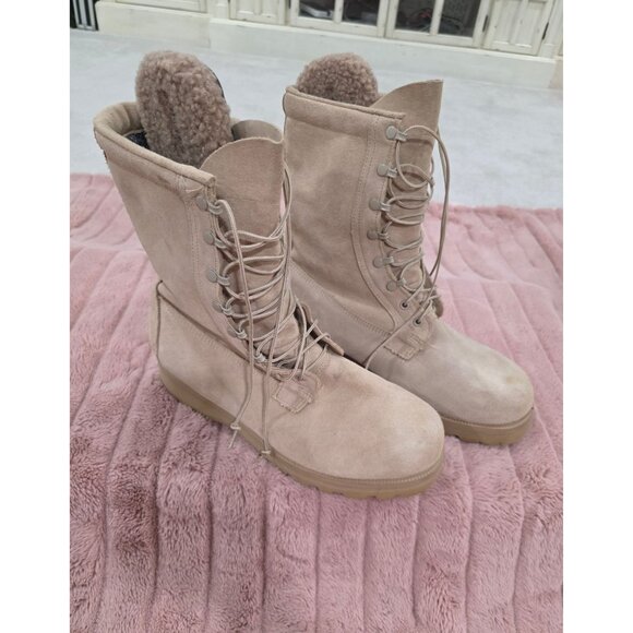 Mens Vibram Tan Suede Military Boots 12W With Insulated Lining main image 7